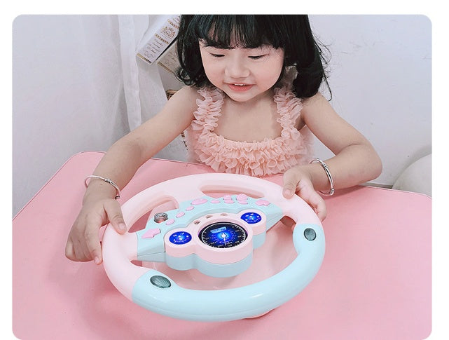 Electric Simulation Steering Wheel Toy with Light Sound Kids Early Education Toy