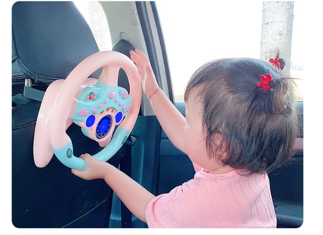 Electric Simulation Steering Wheel Toy with Light Sound Kids Early Education Toy