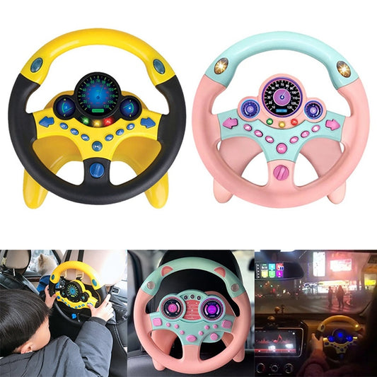 Electric Simulation Steering Wheel Toy with Light Sound Kids Early Education Toy