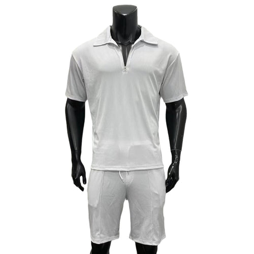 Summer Fashion Mens Clothing Men's Suits New Zipper Polo Casual Short
