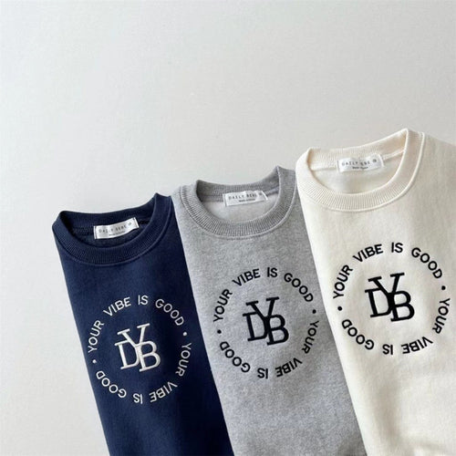 Winter and Autumn Kids Unisex Casual Letters Pattern Long Sleeves Top