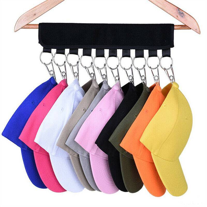 2PCS 10 Clips Door Cap Rack Baseball Hat Holder Closet Hanger Storage Organizer