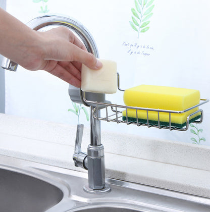 Kitchen Innovative Draining Rack Faucet Rack Sink Rag Storage Rack Stainless Steel Dishcloth Organizing Rack