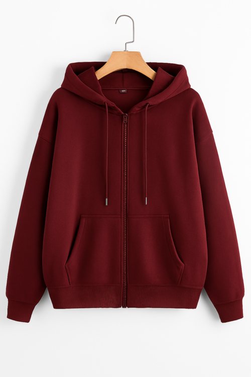 Hoodie for Women with Pockets-Maroon (Size-M)